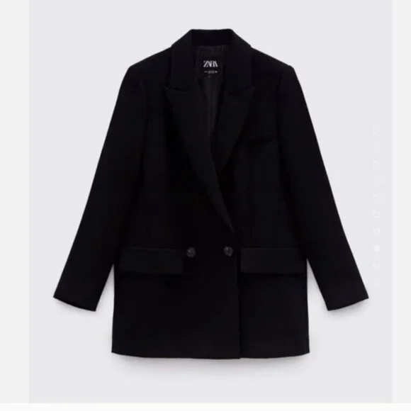 Zara Flowy Oversized Suit Blazer in Black Slouchy Menswear-inspired Women's XL - Picture 3 of 13